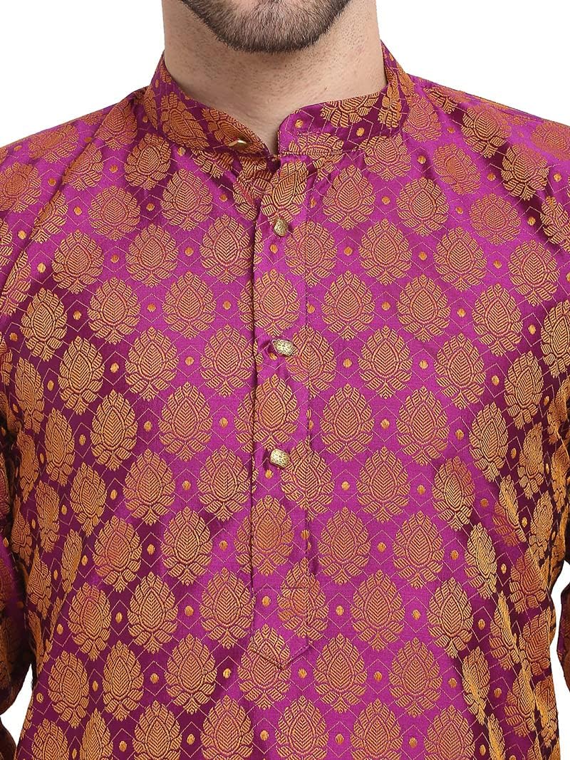 Maple Clothing Poly Silk Kurta Pajama for Men Indian Wedding Party Outfit Guest Wear - Image 4
