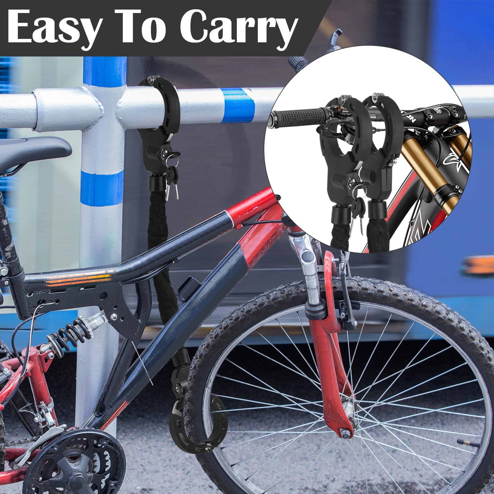 KOMABLEN Lucchetto Bicicletta Antifurto, Catena Antifurto, Catena Bicicletta, Resistente Taglio Catena Monopattino Elettrico, Lucchetto Monopattino Elettrico per Biciclette, Scooter Elettrico, Moto
