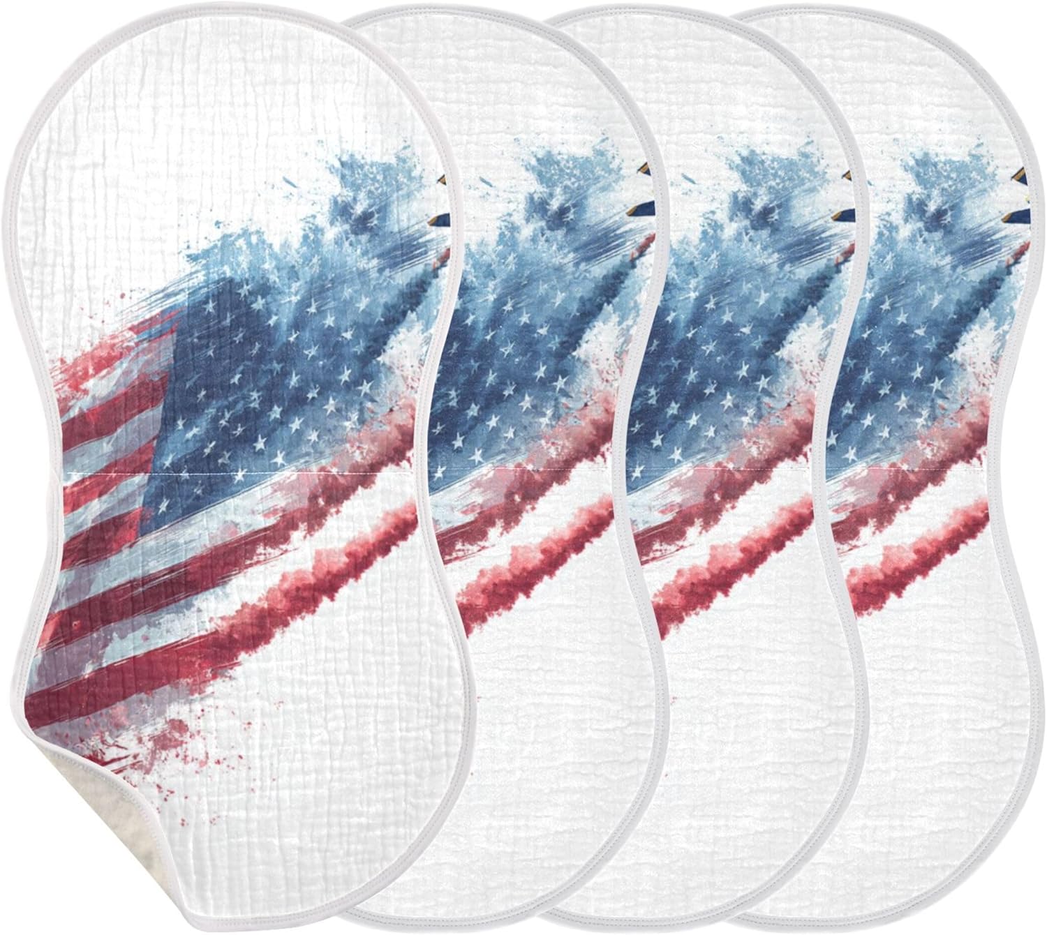Fighter Jets USA Flag Burp Cloths Baby Boys Girls Absorbent Soft Cotton Burping Cloths Rags 4 Pack