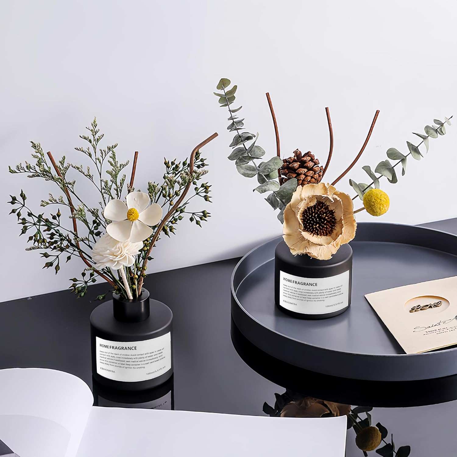 Reed Diffuser Set with Dried Flowers, 3.38fl.oz Fragrance Diffuser with Sticks, Scented Sticks Aroma Diffuser, Home & Office Décor for Air Fresheners, Bathroom (Jasmine Tea) - Image 8