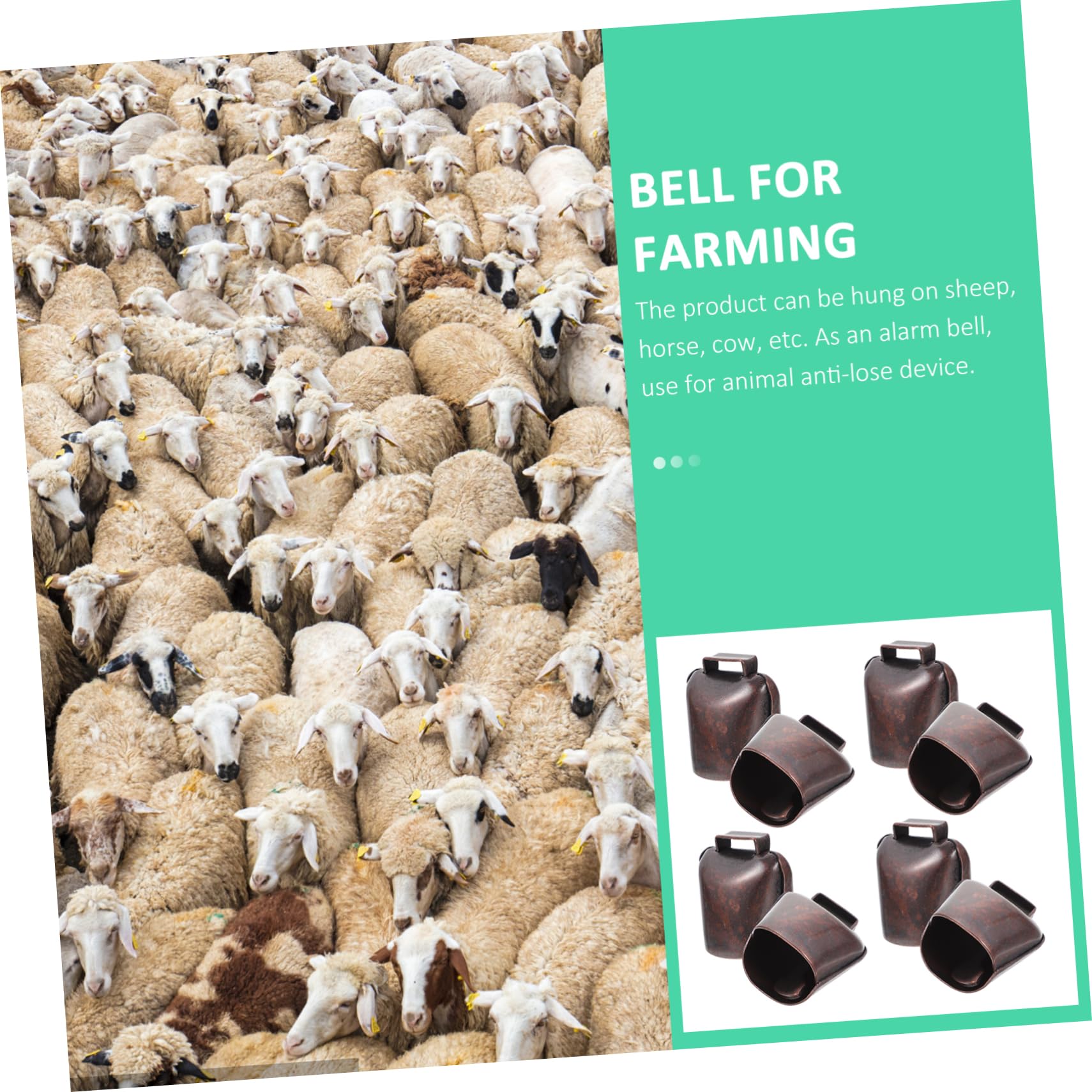 HOLIDYOYO Cow Bells for Herding Animals Portable Herd Bell Robust and Resonant for Easy Animal Tracking