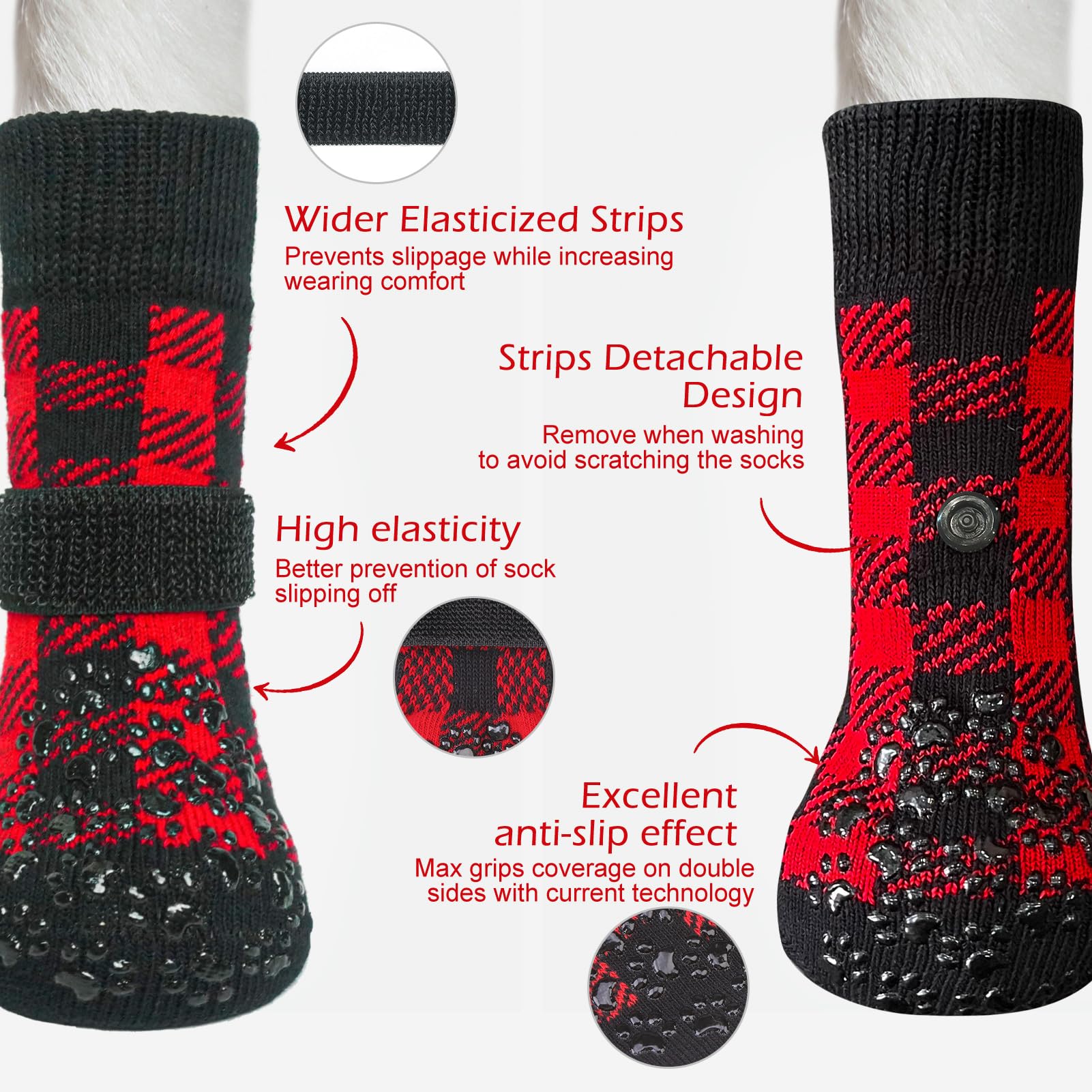 EXPAWLORER Dog Socks with Grips, Double Sides Anti-slip Dog Gripper Socks for Hardwood Floors Stop Licking Injured Paws - Image 2