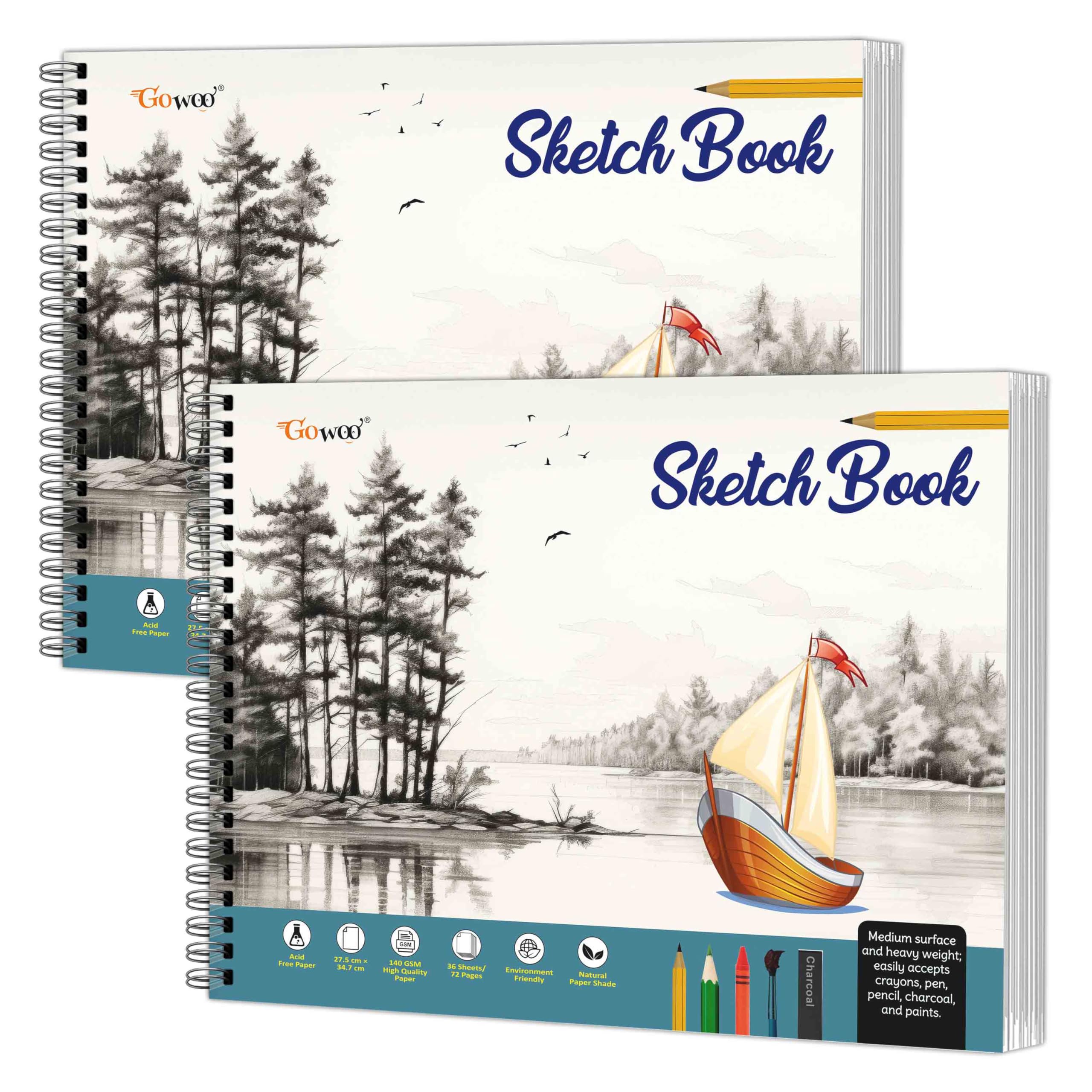 Big Size Premium Sketch Book : (27.5 x 34.7 cm) 36 Sheets Sketch Book for Artists, Top Spiral-Bound, 140 GSM Thick Paper for Drawing, Painting and Sketching (B0DDGR3KNM) Amazon Price History, Amazon Price Tracker