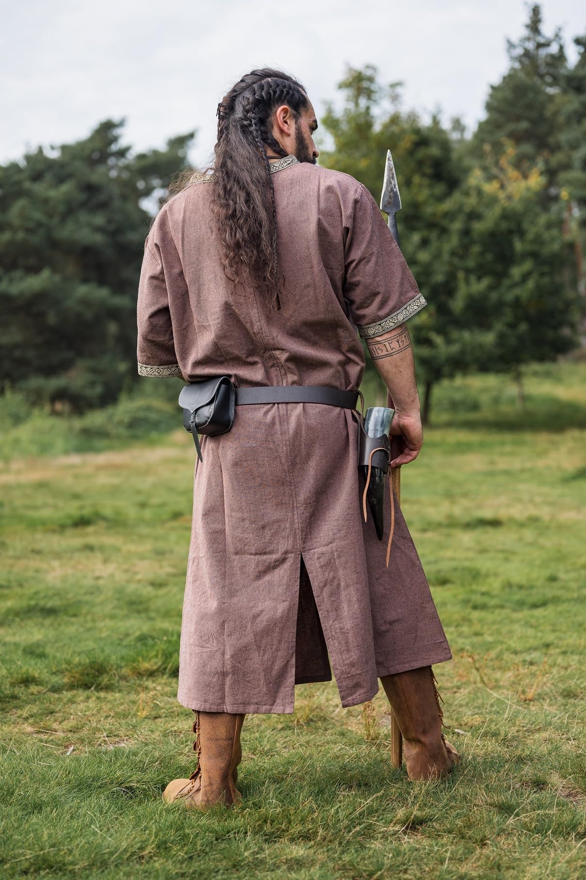 Wikingowie tunika, średniowieczna odzież LARP Richard zielona