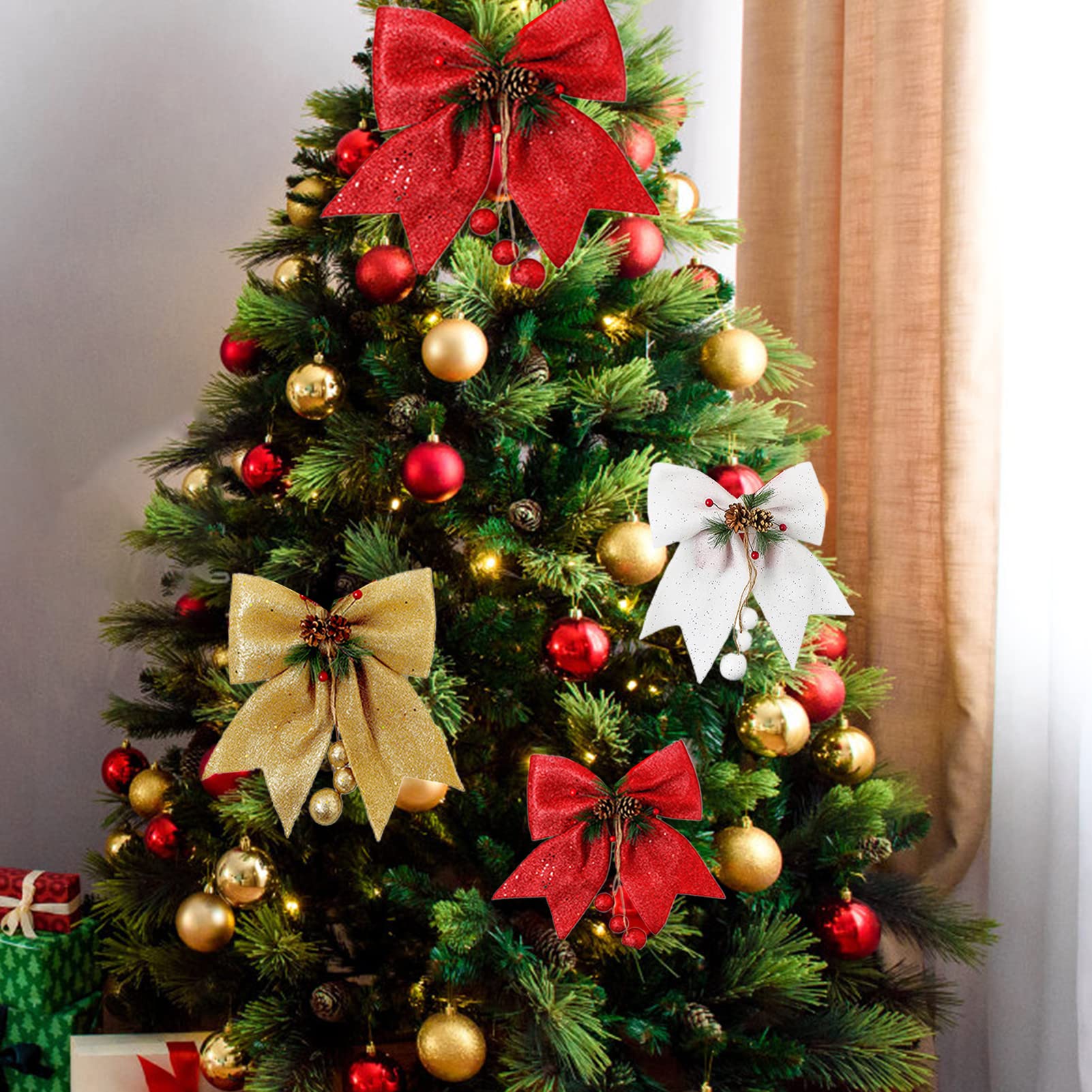 Nœud Papillon Noël - Motif Sapins Rouge Et Vert - Prénoué - Taille Unique - Microfibre