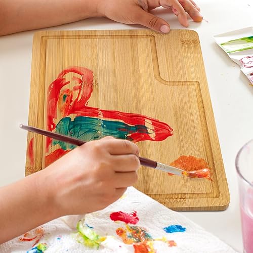 Miniatura 4 de Lincia 12 tablas de cortar rectangulares de bambú con ranura para jugos, tablas de cortar grandes de madera para cocina, carne, queso, pan, verduras