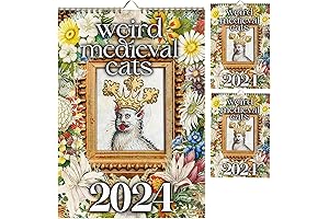 Weird Medieval Cats Calendar 2024 - Funny Cat Calendar