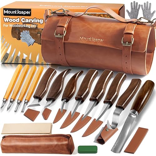 Wood Carving Kit, Deluxe Wood Carving Tools Whittling Kit with 8 Whittling Knives & 4 Detail Carving Knives & Storage Bag, Widdle Kit for Beginners, Carpenter