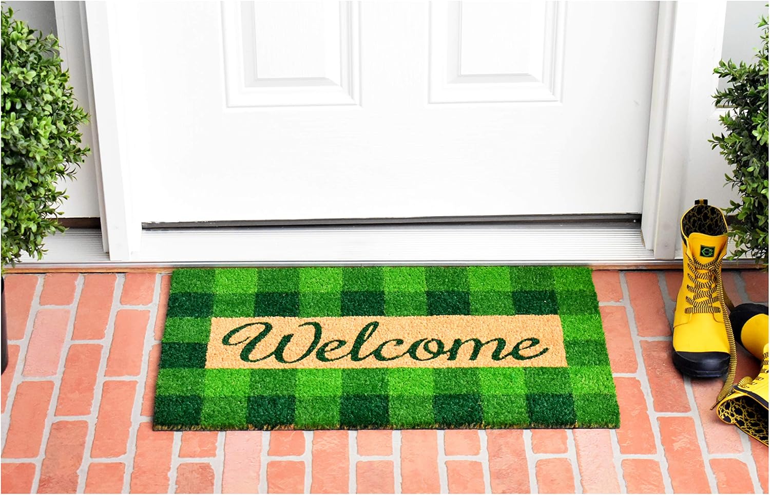 Calloway Mills AZ106312436 Tartan Plaid Doormat, 24" x 36", Green/Natural