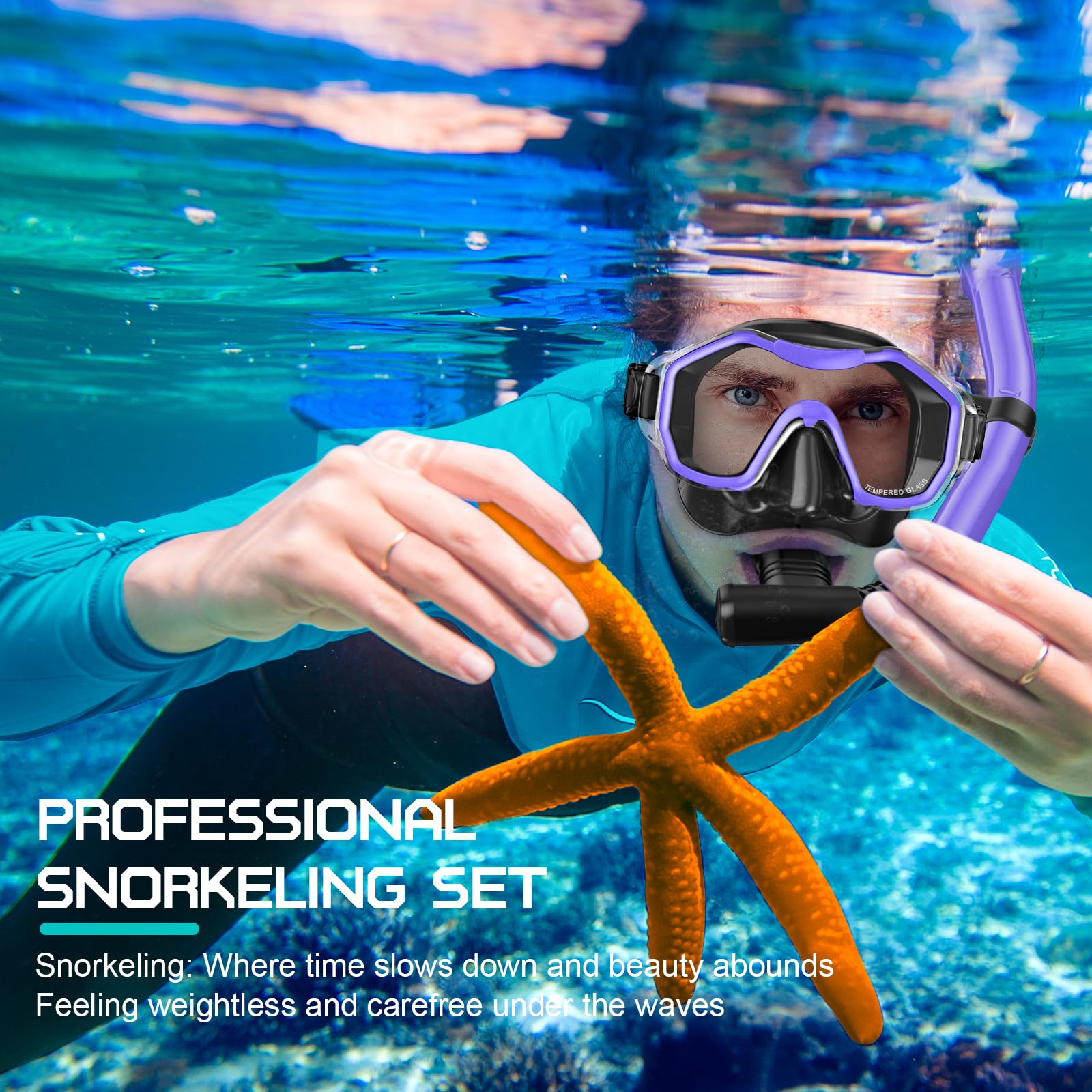 iParaAiluRy Maschera Snorkeling Maschera Subacquea Adulti con Maschera Antiappannamento e Snorkel, Maschera e Boccaglio Snorkeling per Snorkeling Nuoto e Immersioni