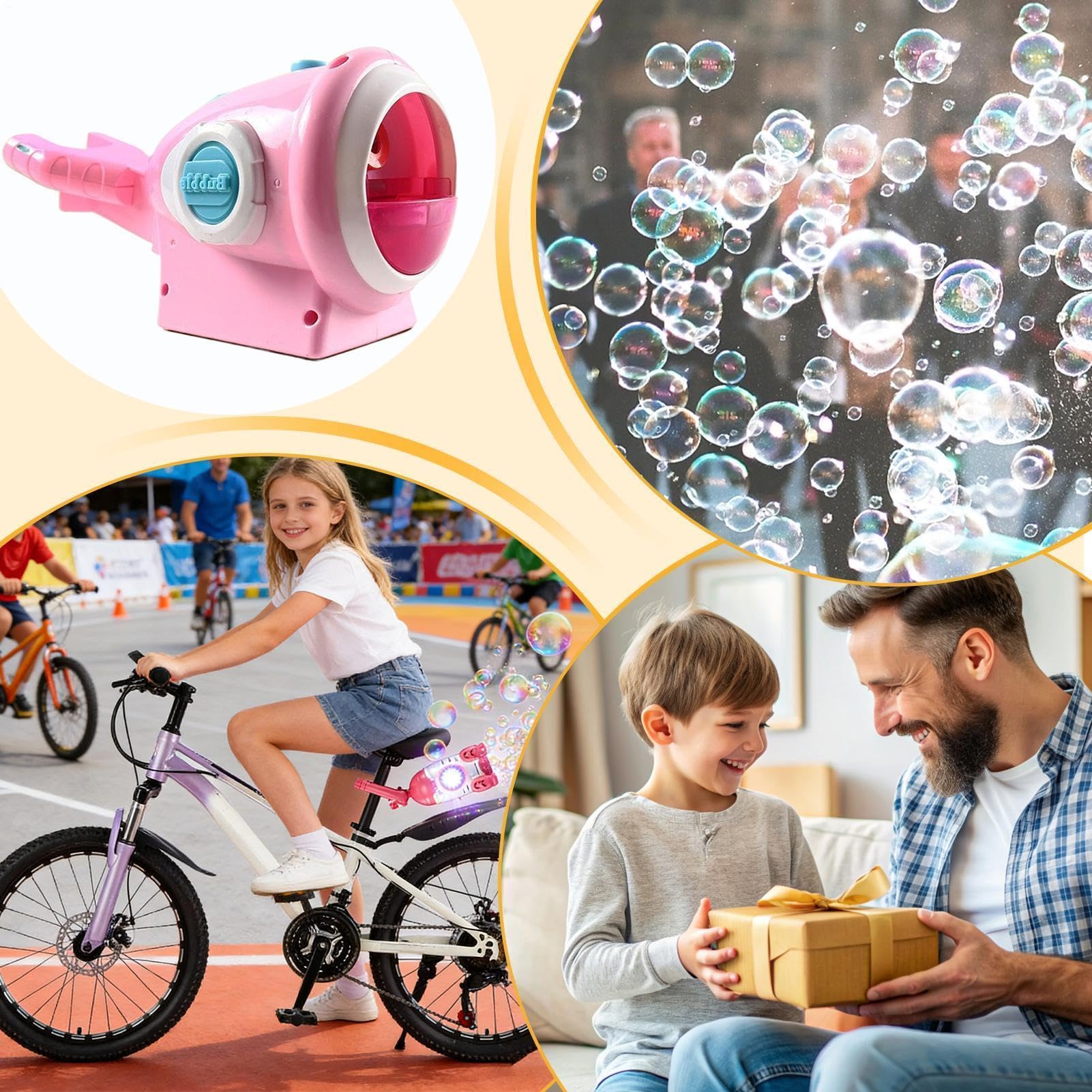 Macchina automatica per bolle di sapone, supporto per bicicletta con alta | Macchina per bolle di sapone per bicicletta, giochi all'aperto, giocattolo per ragazze