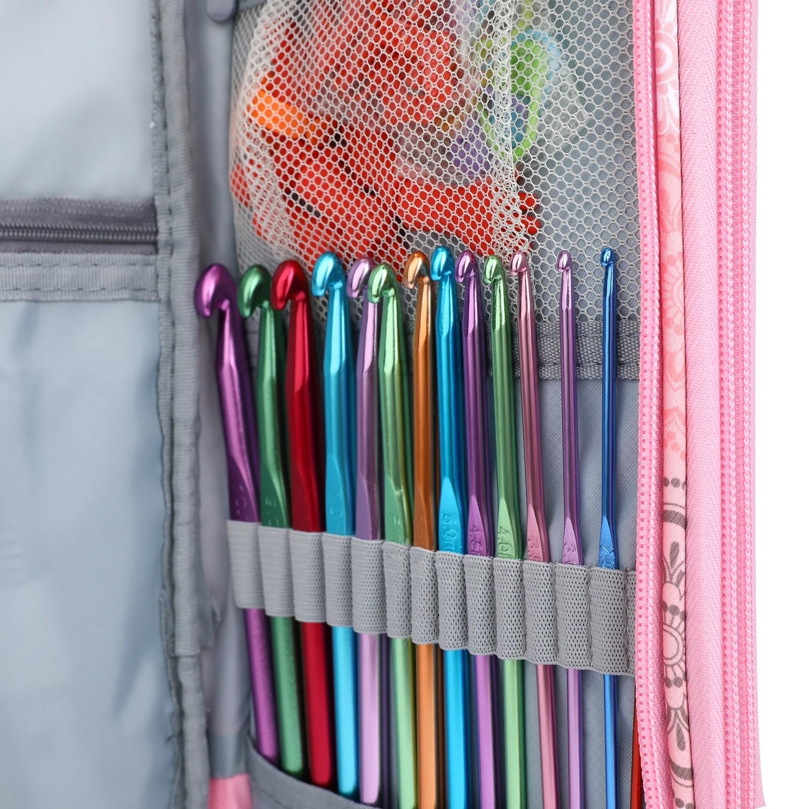XUCHIL Juego de Agujas de Tejer de Acero Inoxidable de 25CM, Ganchos de Ganchillo de Aluminio con Bolsa de Color Rosa for Accesorios de Costura, Regalo for Mujer Kits de Ganchillo