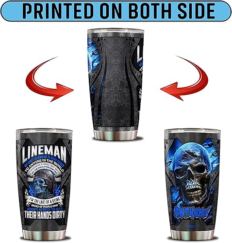 Miniatura 6 de Vaso personalizado para liniero, regalo para el día del padre, San Valentín, Navidad, cumpleaños, taza de café aislada de acero inoxidable de 20