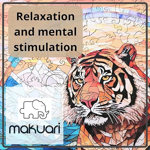 Miniatura 6 de Rompecabezas de madera para adultos, 200 piezas de tigre de Bengala Grand, 0.197 in, tamaño mediano (7,9 x 11 pulgadas), regalo, forma única, el