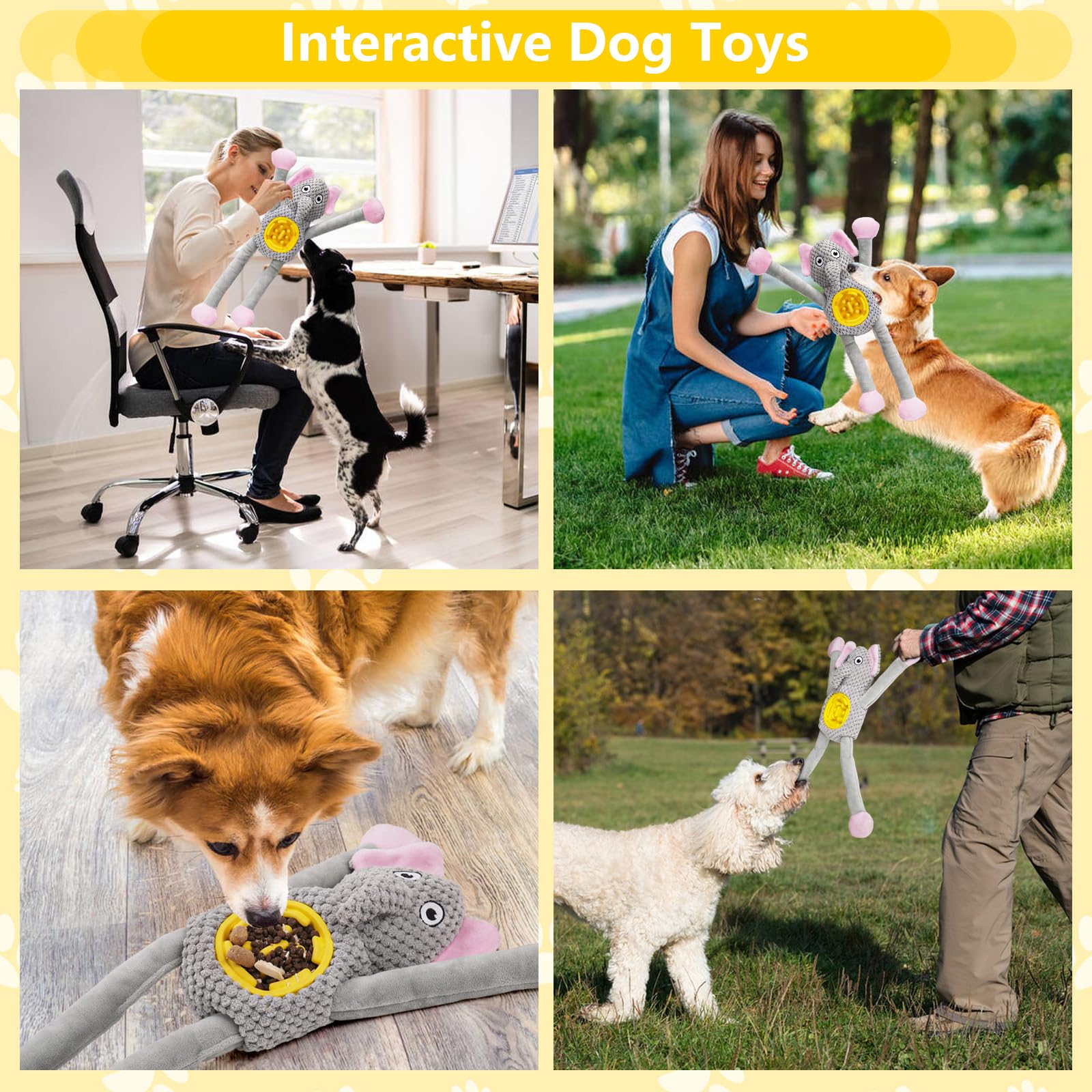 Hundespielzeug, Plüschtiere mit Quietschen, Papier, Futterversteckfunktion, weicher Stoff, geeignet für große, mittelgroße und kleine Hunde - Spielzeug, das Hunde lieben