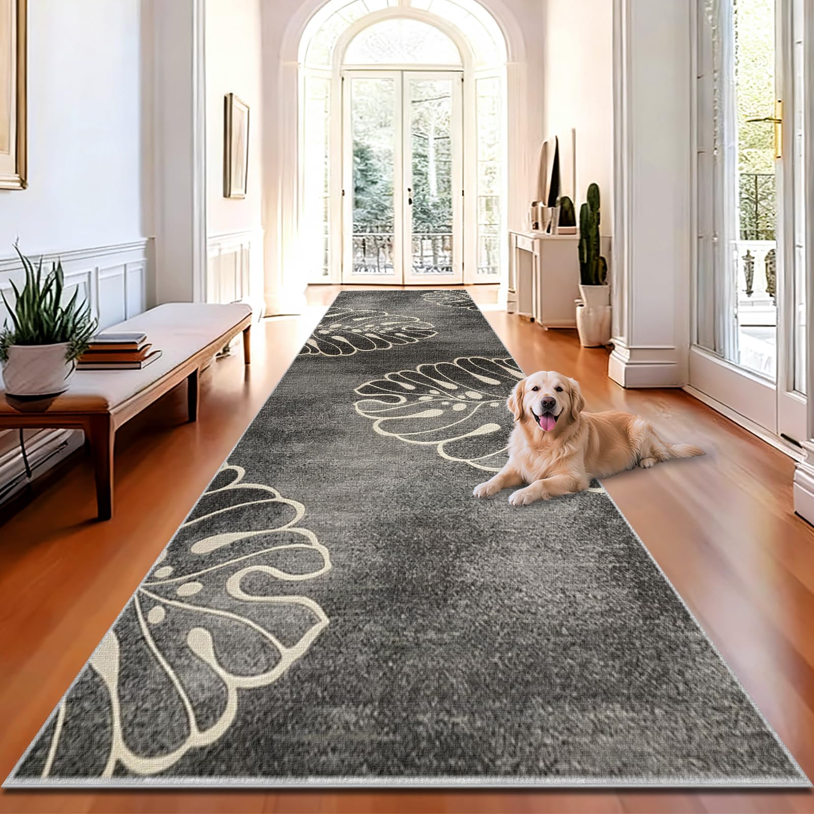 Tappeto Runner per Corridoio Antiscivolo Grigio 50x200cm