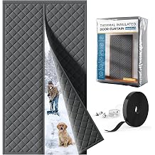 Augblinds Thermal Insulated Door Curtain, Magnetic Closure, 36 x 82, Gray | Quilted Oxford fabric, insulated cotton fill, magnetic center opening, helps reduce cold drafts at front, back and side doors