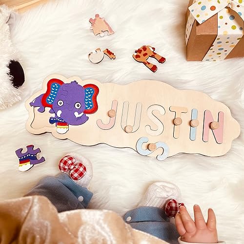 Miniatura 9 de Rompecabezas de madera con nombre para niños de 1 a 3 a 1 año de edad, regalo de cumpleaños para bebés, juguetes de aprendizaje y educación