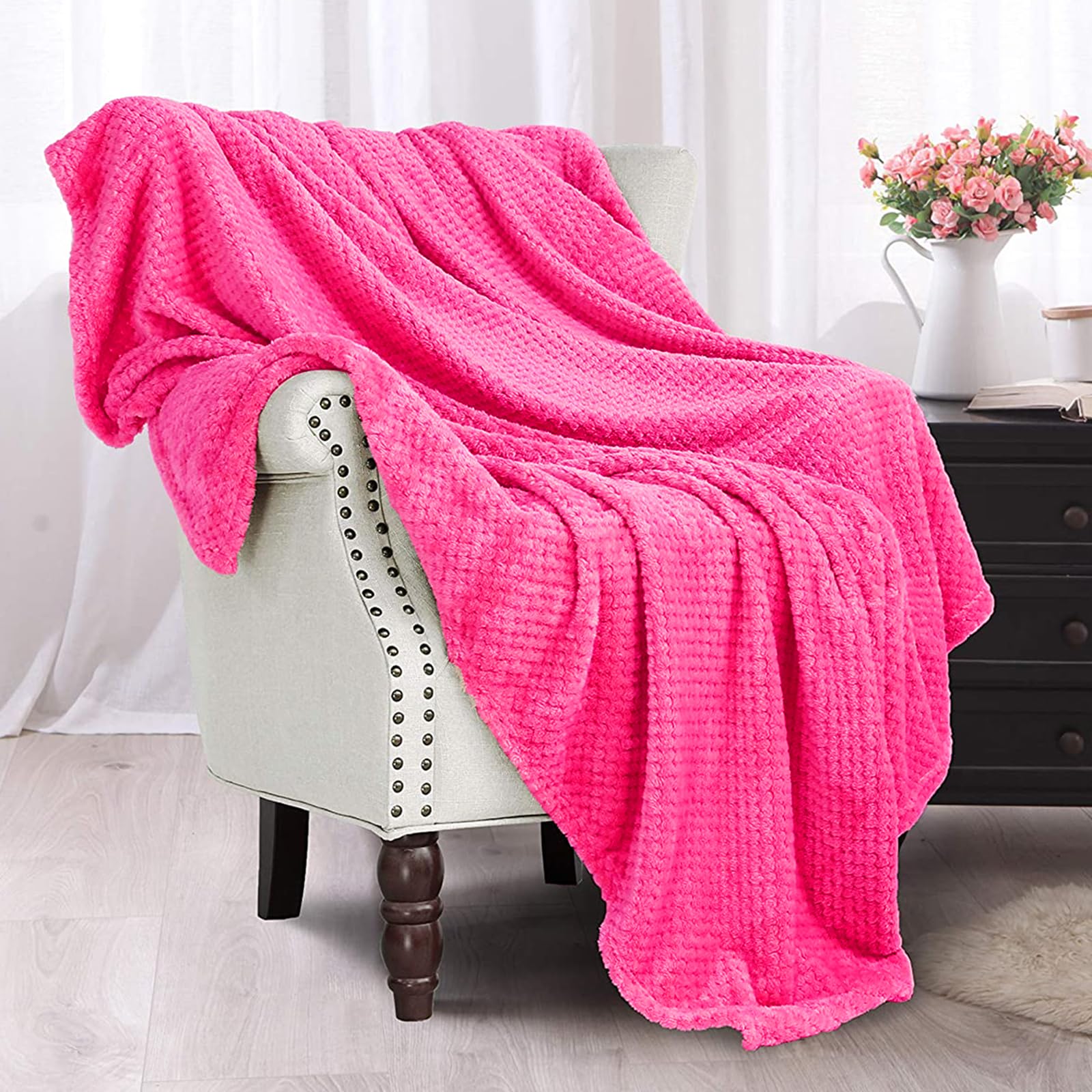 Exclusivo Mezcla Fleece Throw Blanket Extra Large, Super Soft and Warm Blankets for Couch Sofa and Bed Waffle Textured, Cozy - Image 2