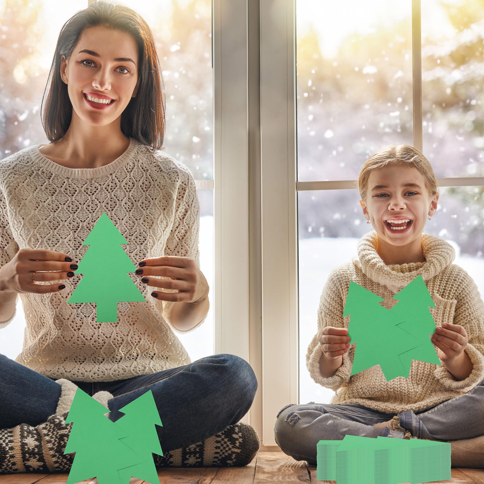 50 Stück Weihnachtsbaum-Ausschnitte – 30,5 Cm, Grüner Karton, Doppelseitig, Für Basteln & Deko
