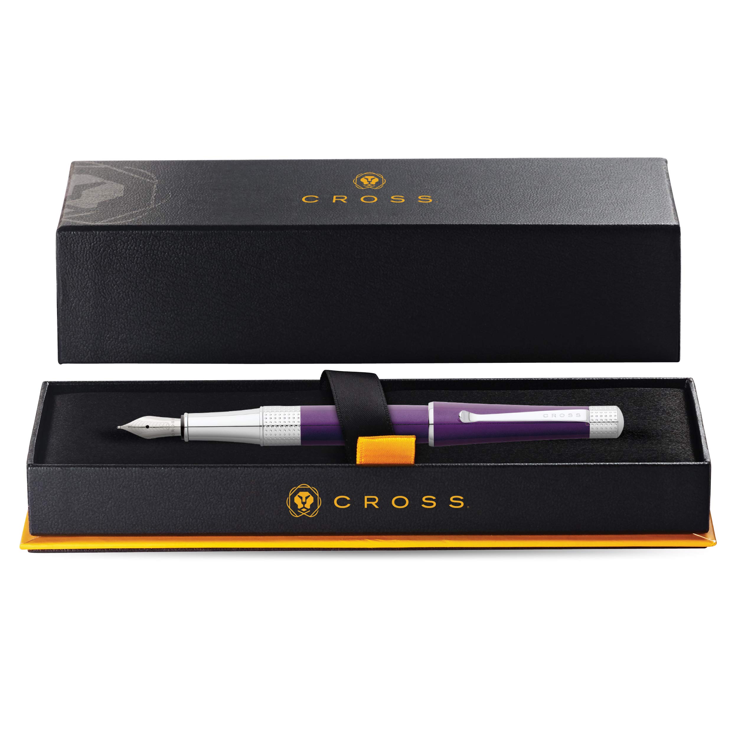 CROSS Pióro wieczne Beverly Deep Purple Lacquer ze średnią stalówką, w zestawie pudełko prezentowe premium – pióro Catridge do wielokrotnego napełniania