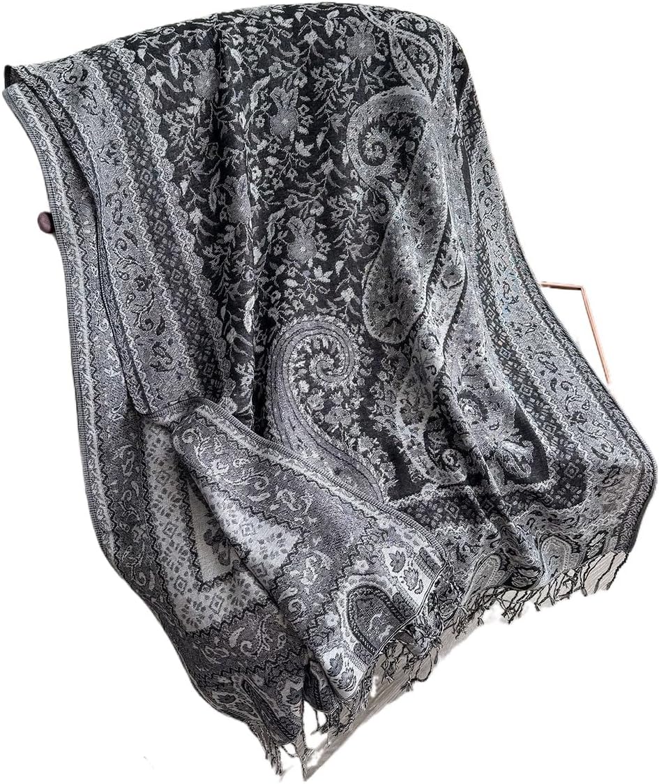 Classic popular print hanging beard fringed warm women's imitation cashmere scarf fashionable and elegant shawl