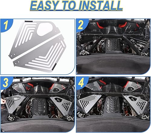 Miniatura 5 de Cubierta de panel de bahía de motor compatible con Chevrolet Corvette C8 2020-2023, cubiertas de motor traseras de aleación de aluminio, protectores