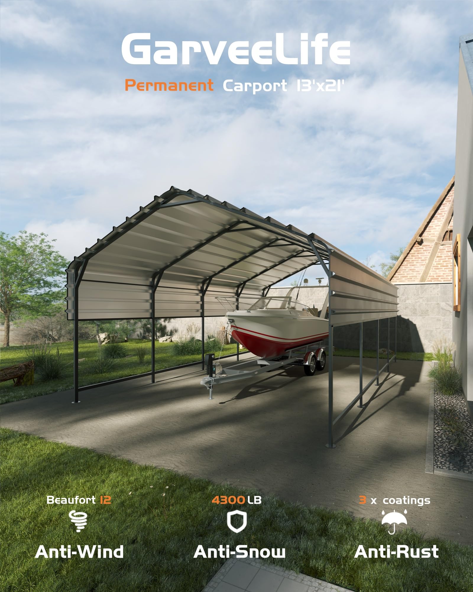 Amazon.com: GarveeLife Metal Carport 13'x21' Heavy Duty