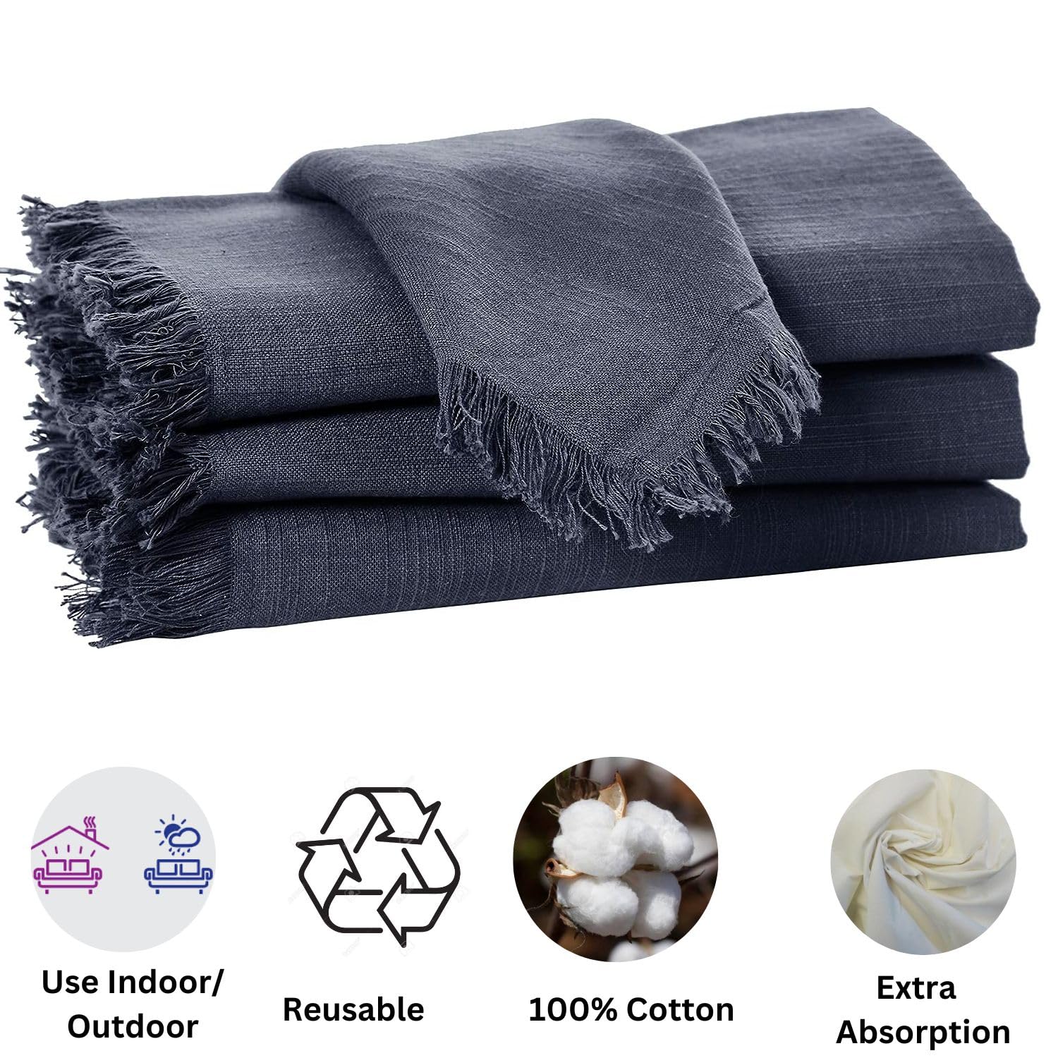 Penguin Home® Set of 4 Cotton Napkin, Charcoal, 40 x 40 cm (Set of 4) - Image 2