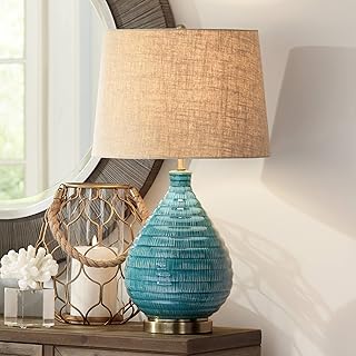 360 Lighting Kayley Mid Century Modern Coastal Table Lamp Textured Ceram...
