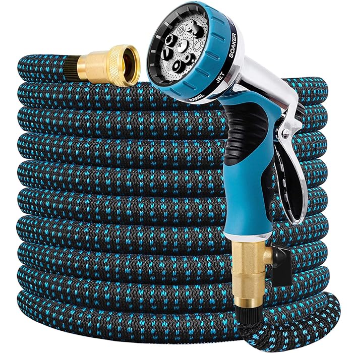 Buy Expandable Garden Hose with 9 Function Spray Nozzle and Durable 4