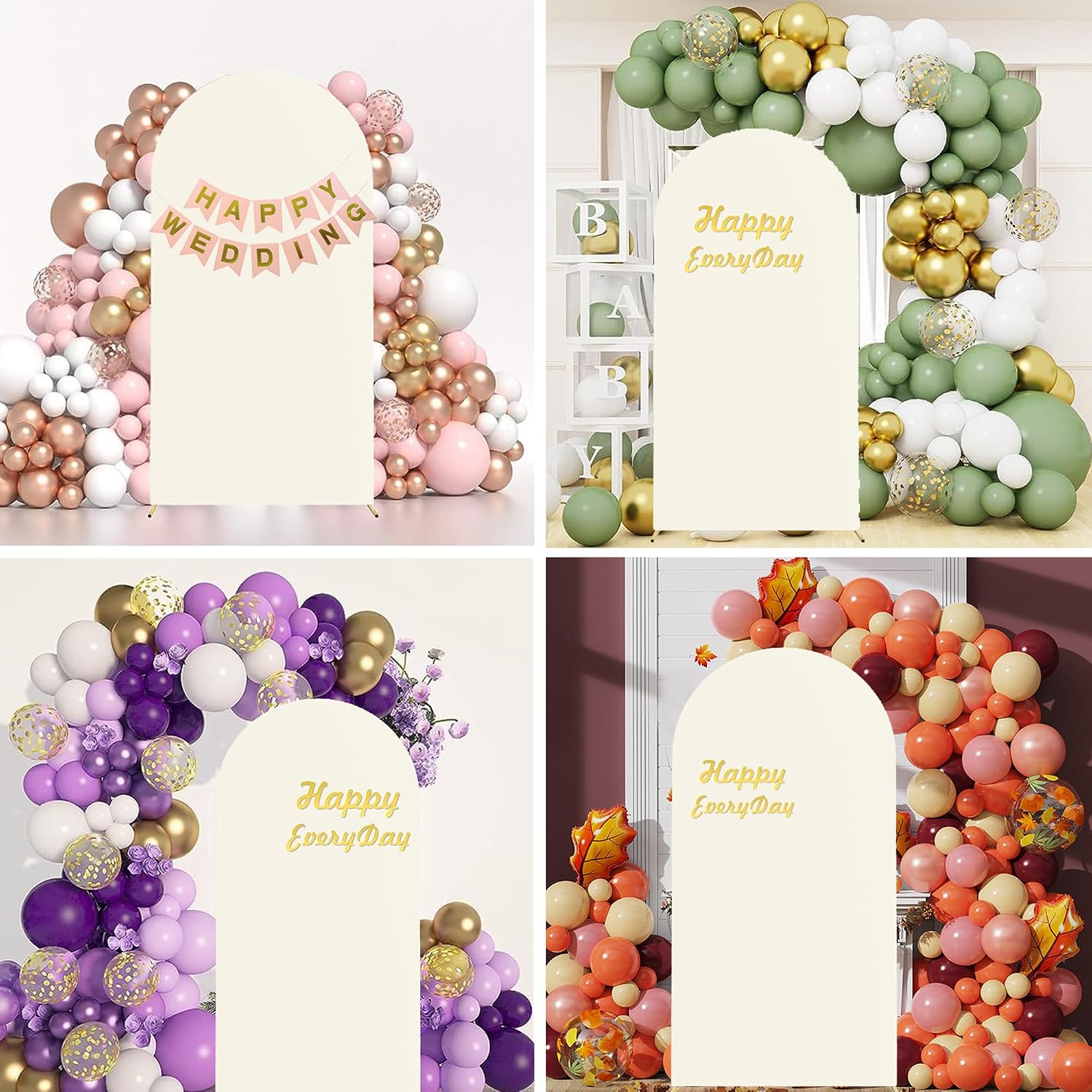 6FT Wedding Arch Cover Spandex Fitted Stretchy Arch Stand Covers,2-Sided Round Top Chiara Backdrop Cover for Party Birthday Ceremony Banquet Baby Shower Banquet Arch Decoration(Ivory)