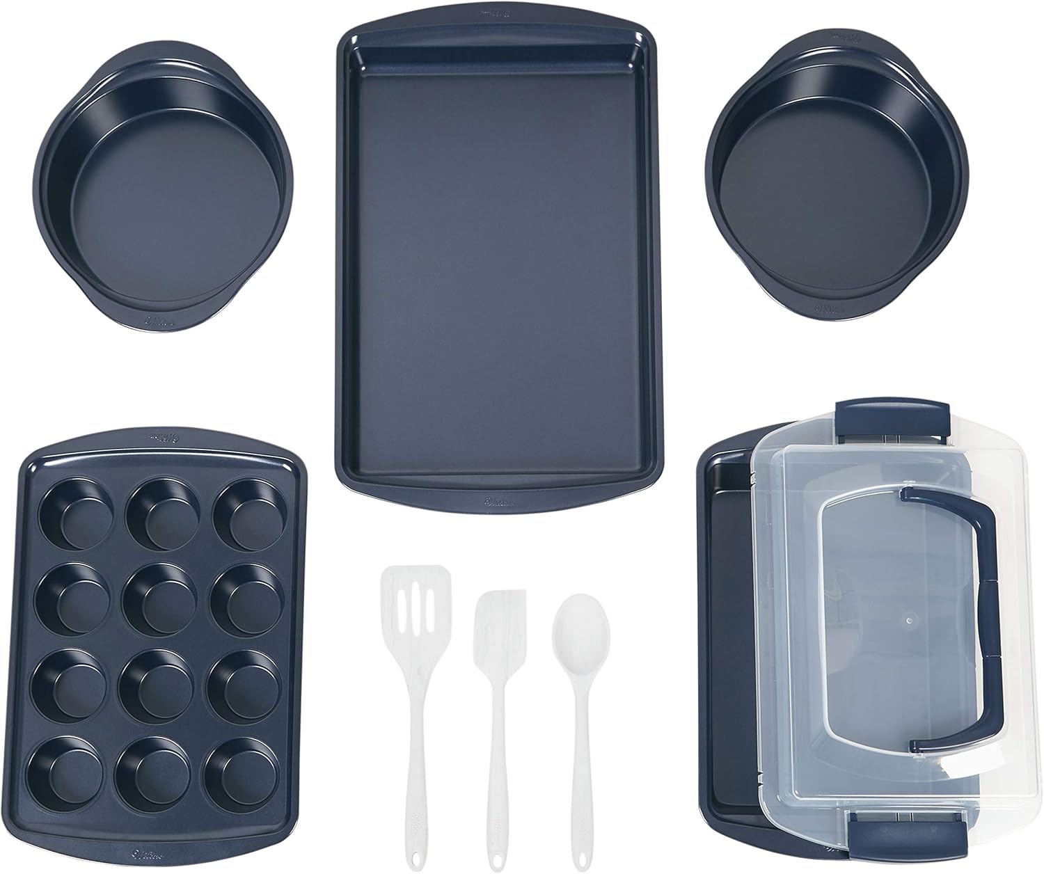 Wilton NonStick DiamondInfused Navy Blue Baking Set with