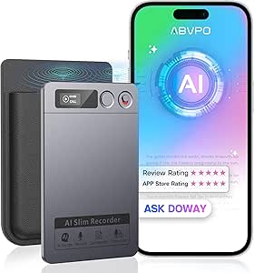 AI Voice Recorder, Note Voice Recorder - Transcribe & Summarize, AI Noise Cancellation Technology, Supports 152 Languages, 64GB Memory APP Control Audio Recorder for Lectures, Meetings, Calls, Gray asin的图片