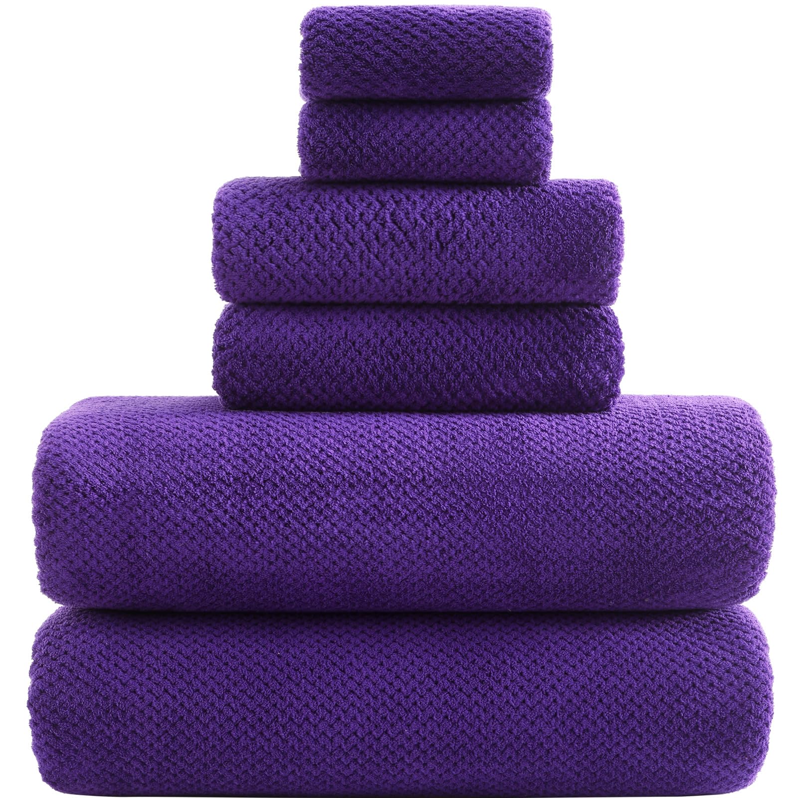 YTYC 29x59 Bath Towels Set,Towels for Bathroom,Violet Purple,6-Pieces