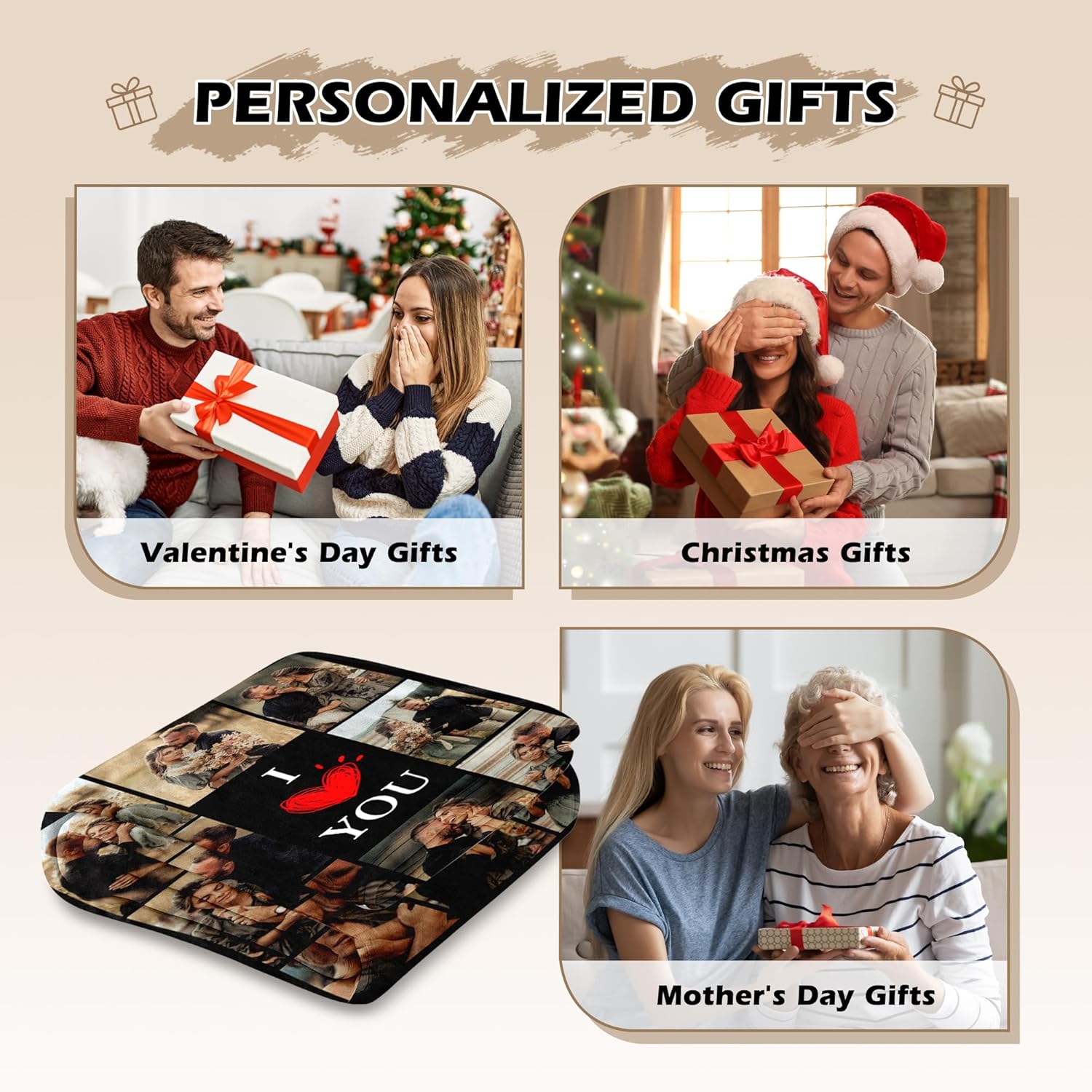 Ship Next Day Personalized Valentines Day Unique Gifts for Boyfriend Girlfriend, Custom Couples Blanket with Photos, Customized Photo Blanket I Love You Birthday Gifts for Wife Husband Him/Her - Image 6