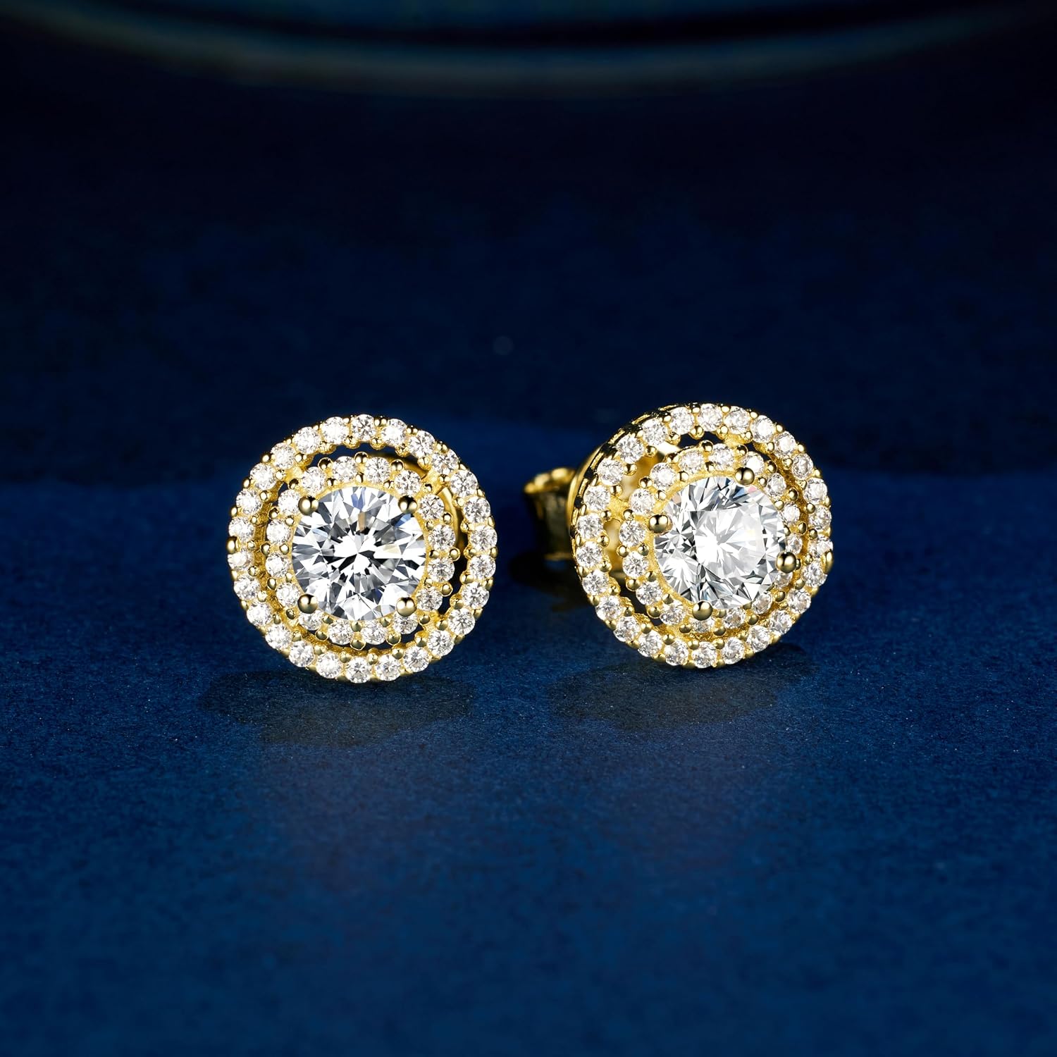 Moissanite Earrings For Men, Screw Back Design Sterling S925 Silver, Halo Stud Earrings for Men, 1 Carats/One Pair-(0.5ct*2)-5mm, VVS1 Grade, Come With GRA Certification