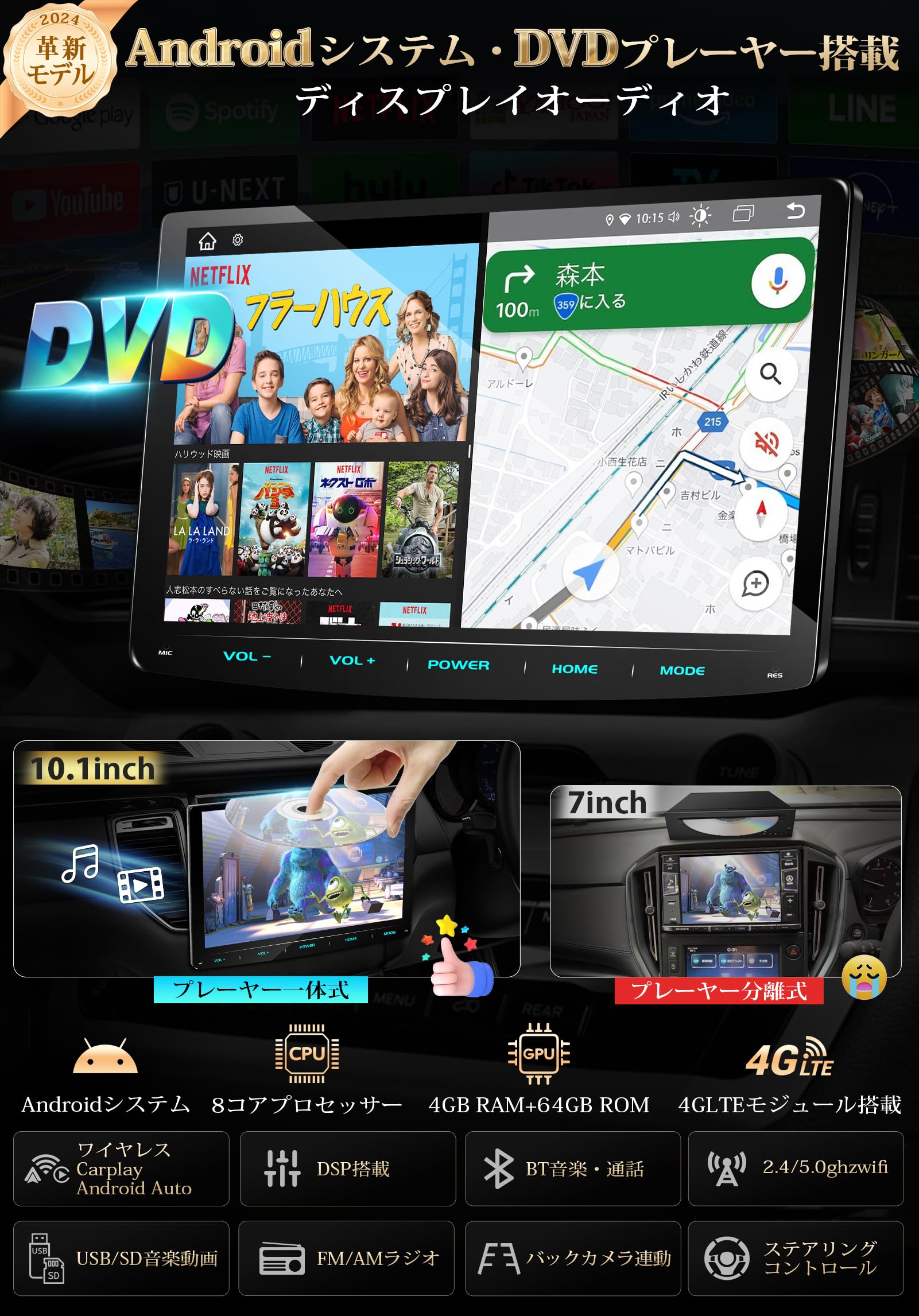 Amazon.co.jp: PORMIDO 業界初Androidナビ+DVDプレーヤー一体型 10.1 
