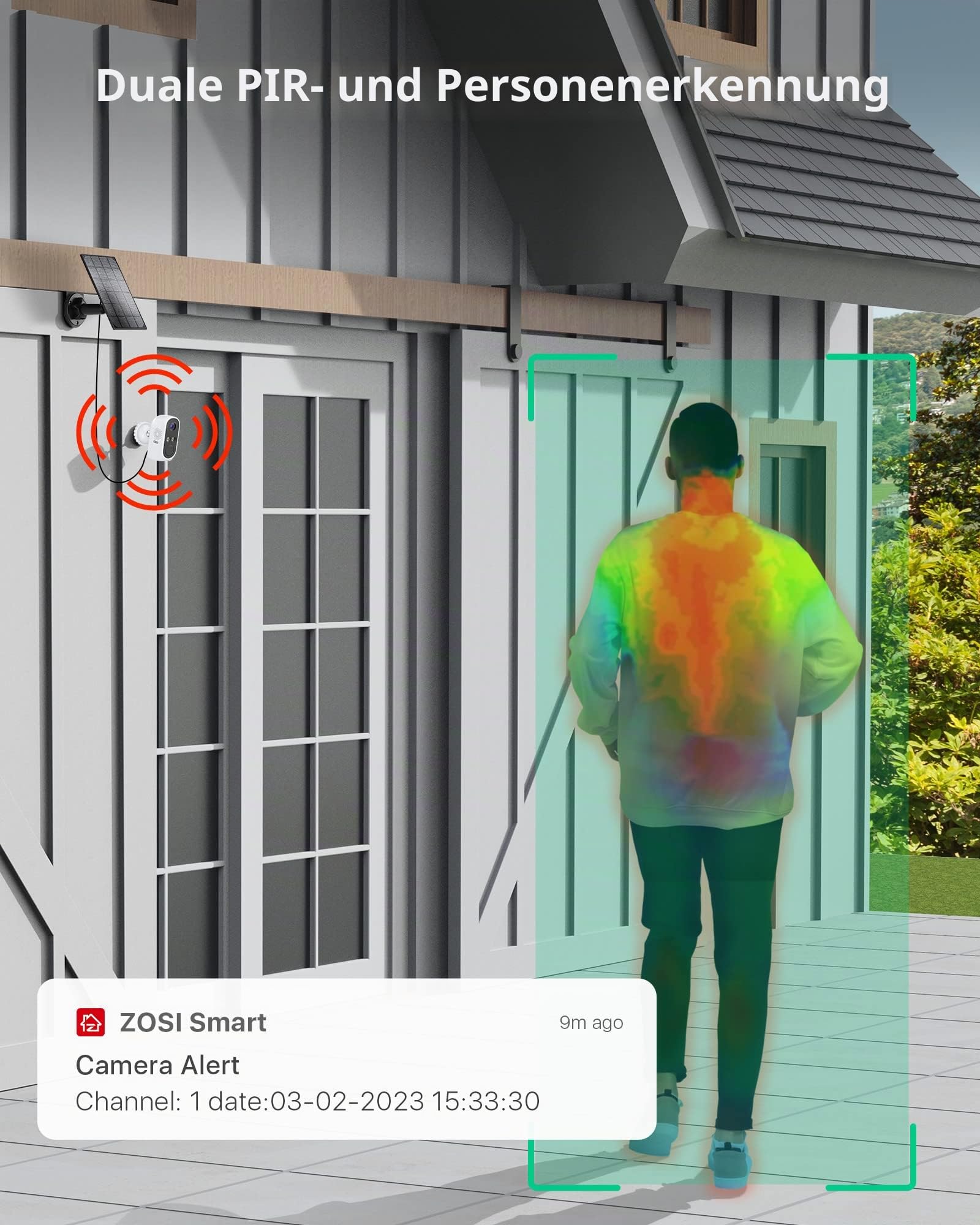 ZOSI Akku Überwachungskamera mit Solarpanel 3MP Kabellos IP Kamera Aussen