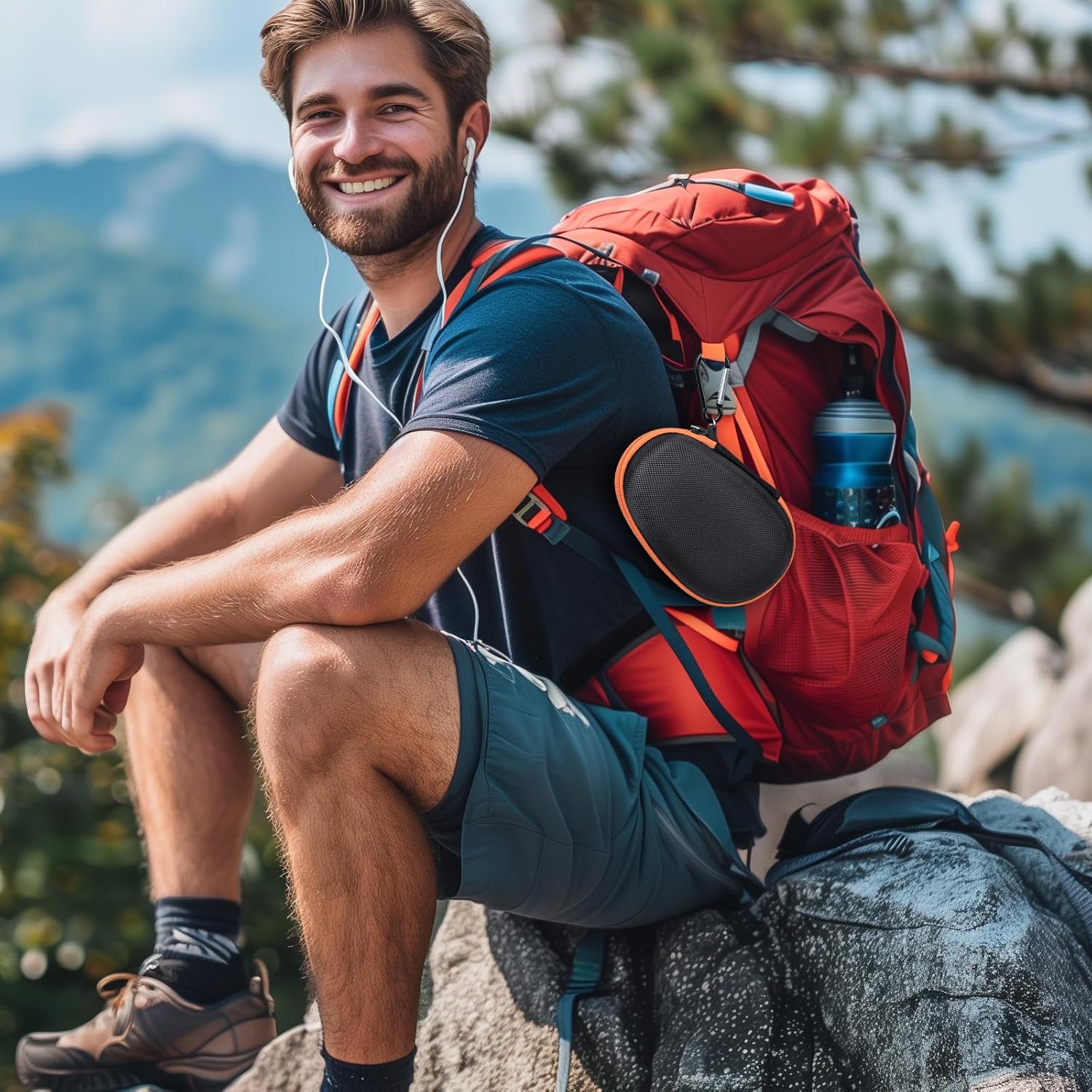 Protective Case Cover Bag for JBL Clip 5/4 Bluetooth Speaker, Portable Speakers Carrying Storage Organizer with Carabiner for Charger & Cable (Black) - Image 7