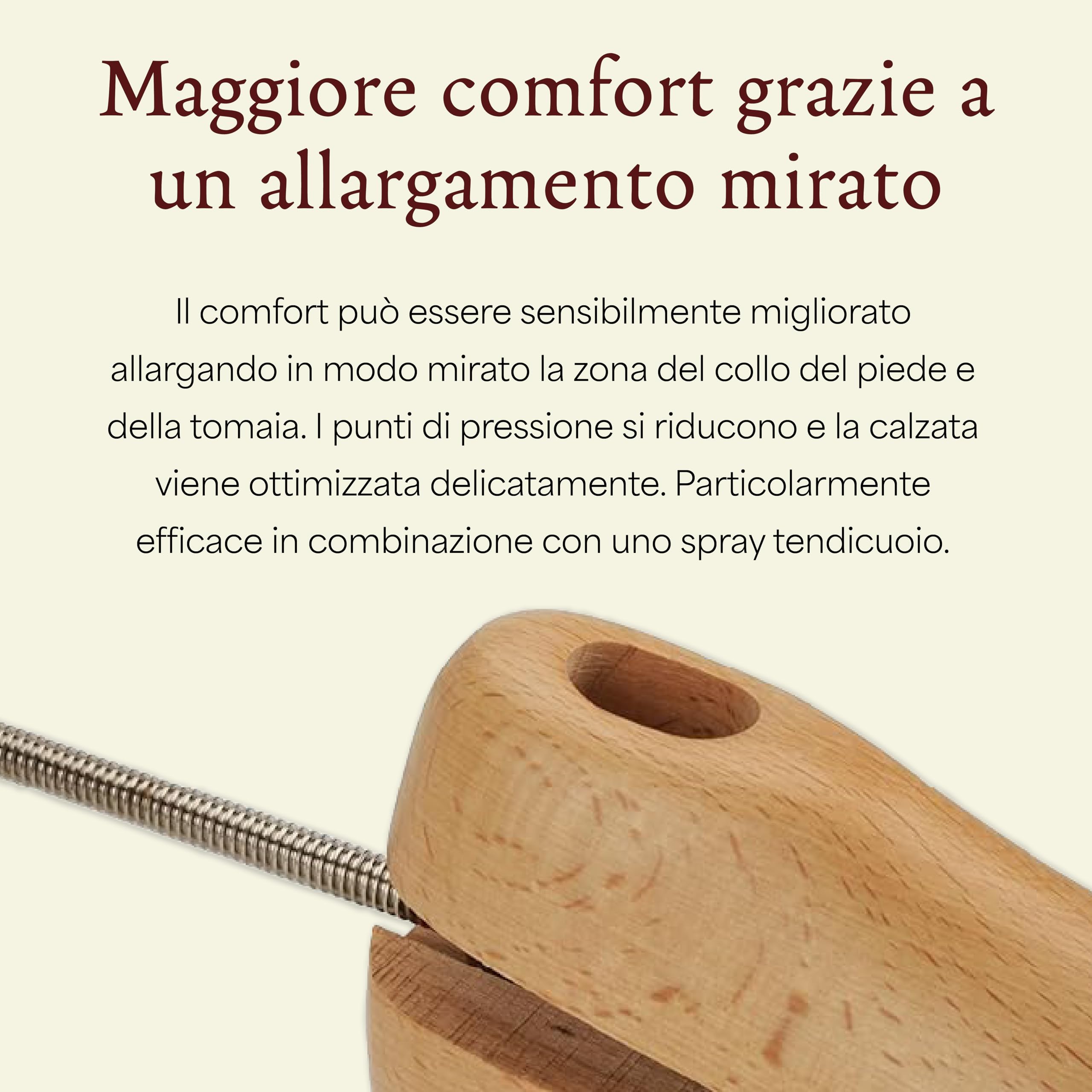 Langer & Messmer allunga scarpe e stivali per il collo del piede per uomo contro la pressione delle scarpe - in legno massiccio di faggio incl. spray allunga pelle 50ml