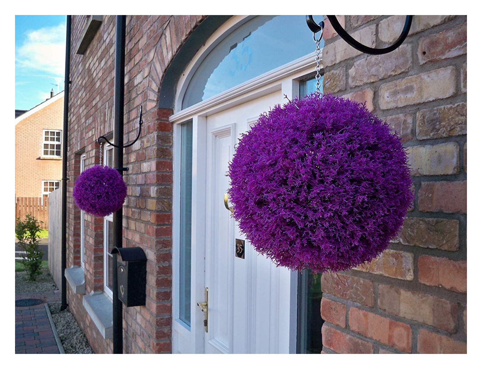 Best Artificial Purple Pair Of 28Cm Heather Topiary Balls, Uv Fade Protected