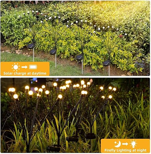 Miniatura 3 de KYEKIO Paquete de 8 luces solares de luciérnaga para exteriores, luces solares para exteriores, impermeables, luces solares decorativas para patio,