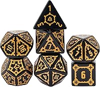 Vista 1 de Cusdie - Juego de 7 dados DND gigantes de 25 mm con bolsa de dados de ojo de dragón, juego de dados poliédricos, dados D&D para Pathfinder RPG