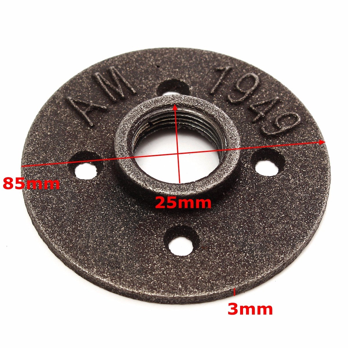10Pcs 3/4 Pulgadas Tubo De Montaje De Brida De Piso De Hierro Maleable Negro Npt Asiento De Brida De Pared Antigua