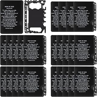 Tellegloww 24 Kit Father's Day Christian Gifts for Men 46 in 1 Credit Card Wallet Multitool with Leather Case Metal Stainless Steel Survival Pocket Tool for Husband Men Dad Church Party Gift
