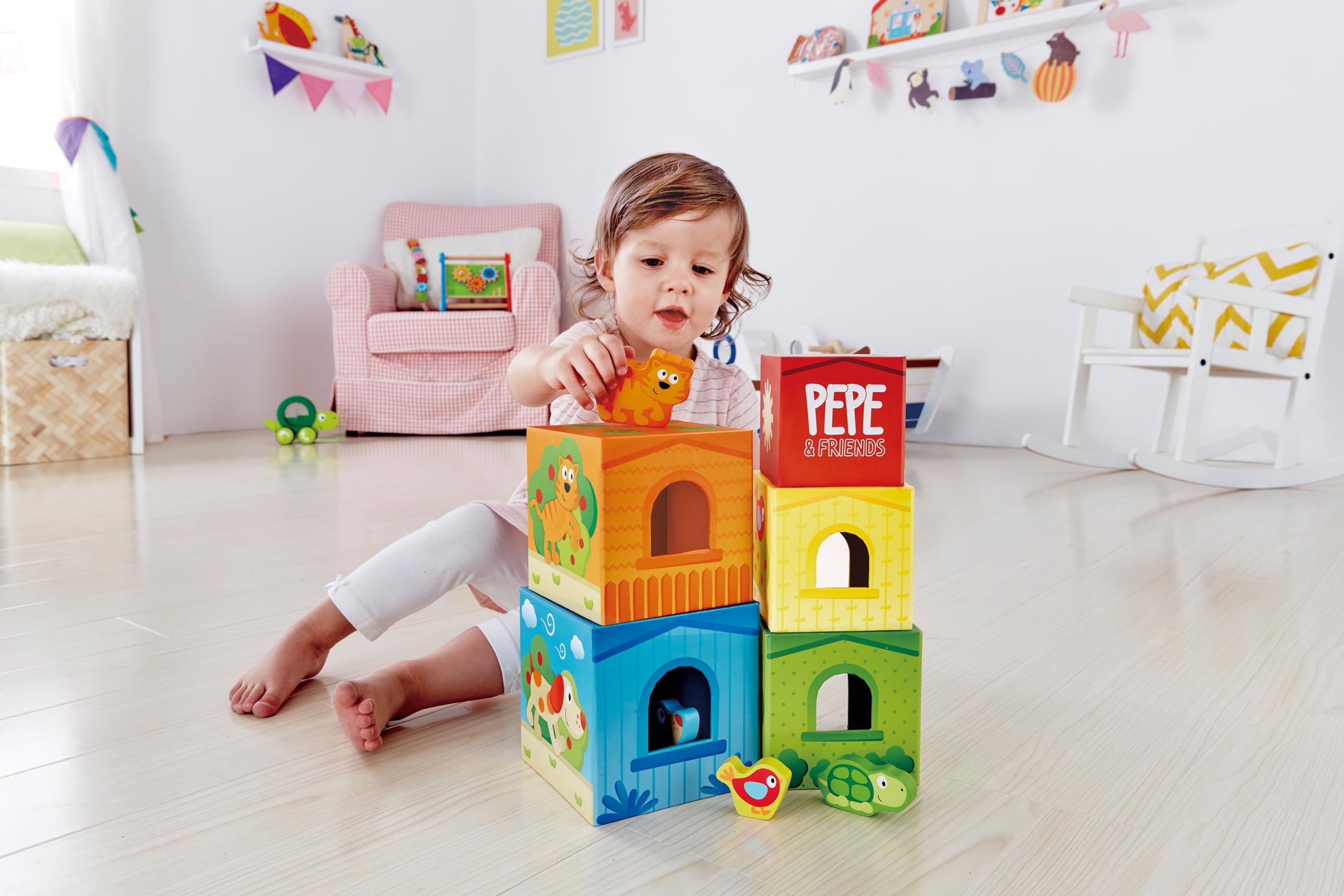 Amazon | Hape(ハペ) ぺぺとおともだちのスタッキングキューブ E0451A