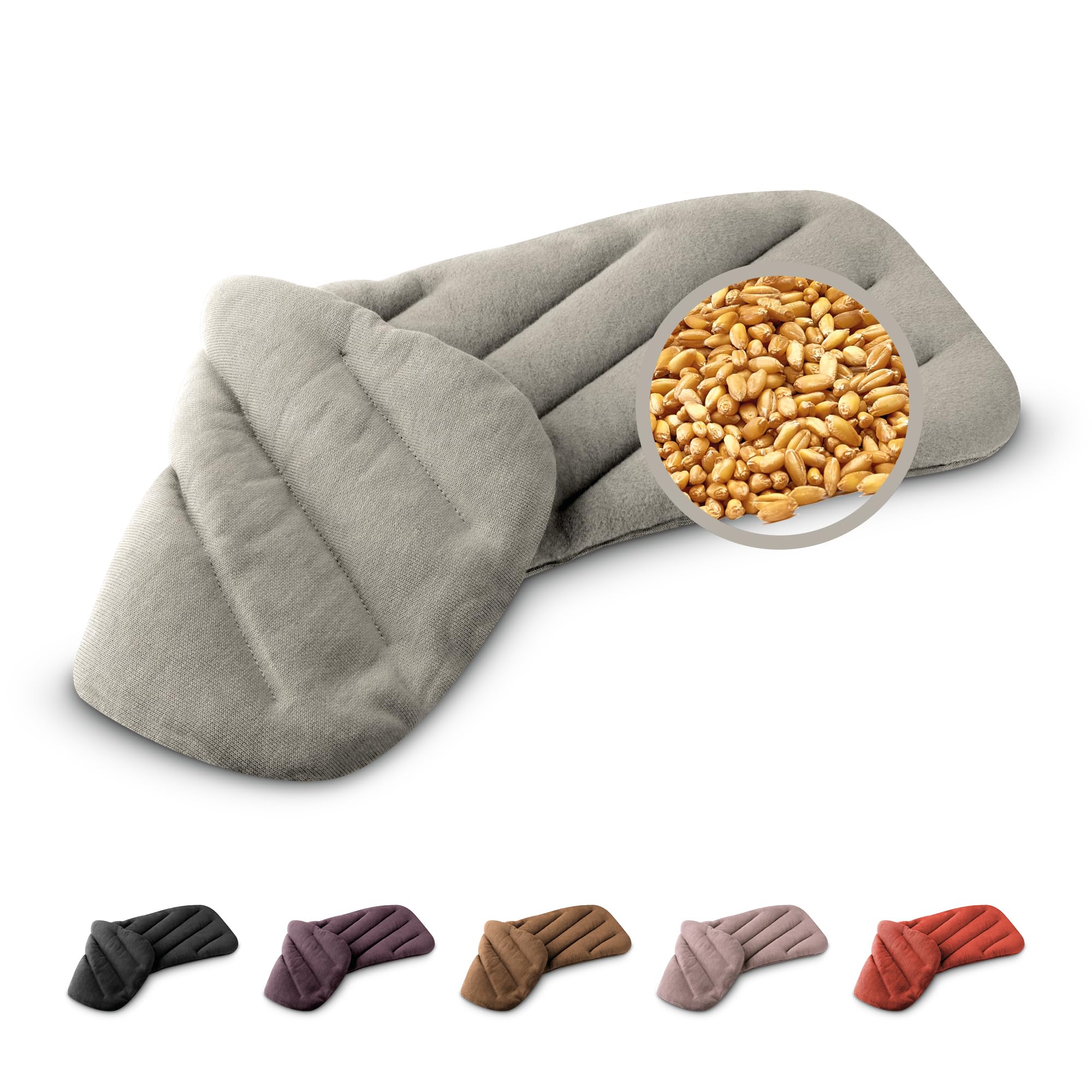 LESCHI XXL Saco Térmico de Semillas para Microondas 50x20cm, Saco de Semillas de 8 Compartimentos, Bolsa Semillas Microondas ideal para Cervical y Espalda, 100% Algodón y Trigo Orgánicos, Gris