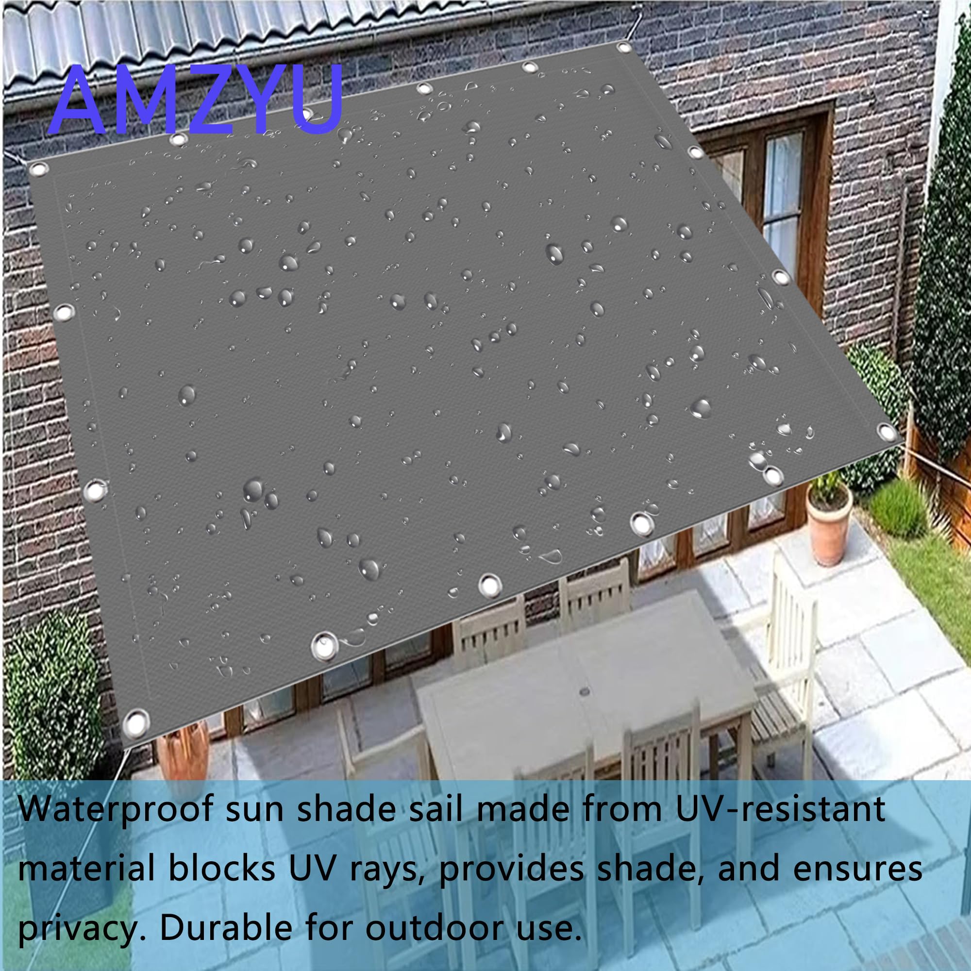 Recue210 x 305 cm Tamaño personalizado UV Protect Canopy con cuerdas fijas para balcón luz exterior e soluts