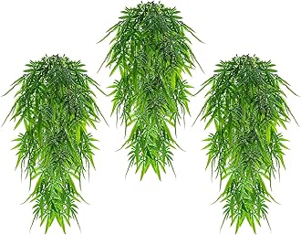 Garland Hanging Vines 3 PC Artificial Leaves Fake Greenery Faux Plants Realistic Home Office Decoration Indoor Outdoor (Light Green)